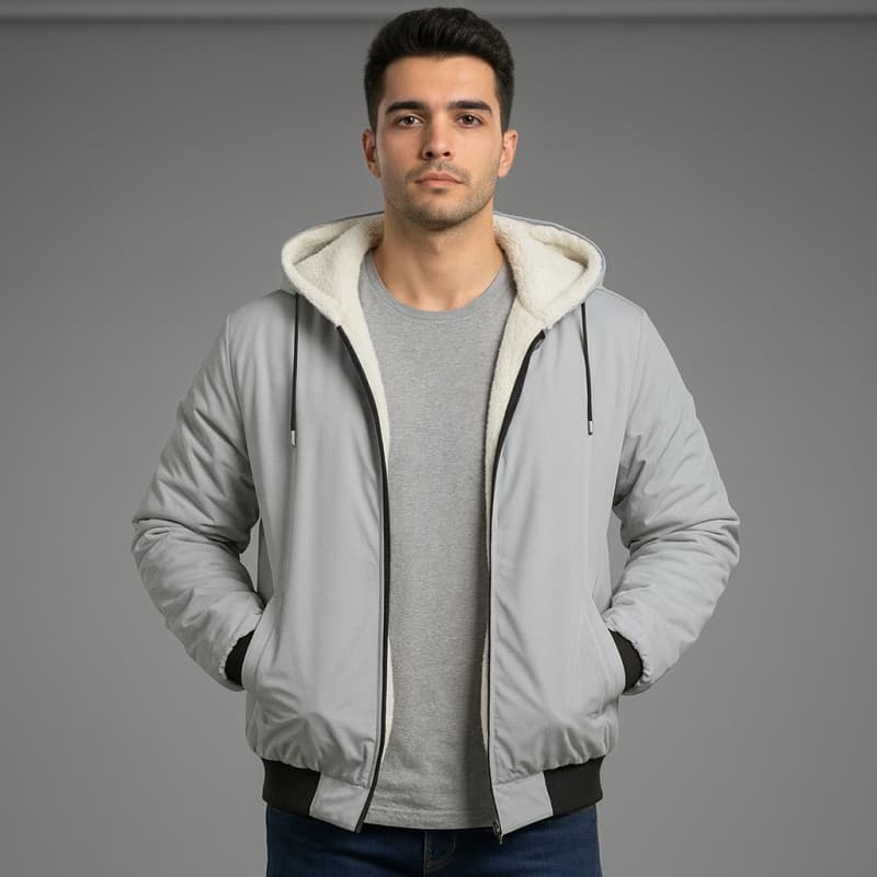 کاپشن ضدآب داخل خزتدی-طوسی